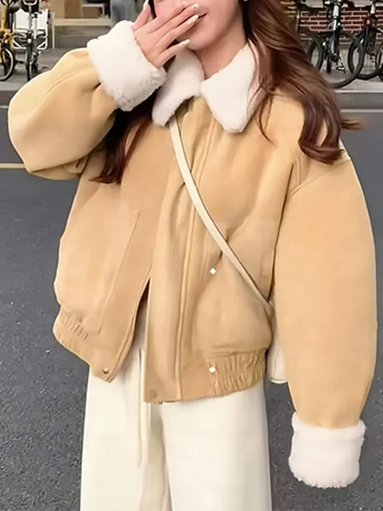 

Женское утепленное хлопковое пальто в стиле ретро с воротником, свободного кроя, для повседневной носки, корейский стиль, новинка зимы 2026, высококачественное, для работы и отдыха