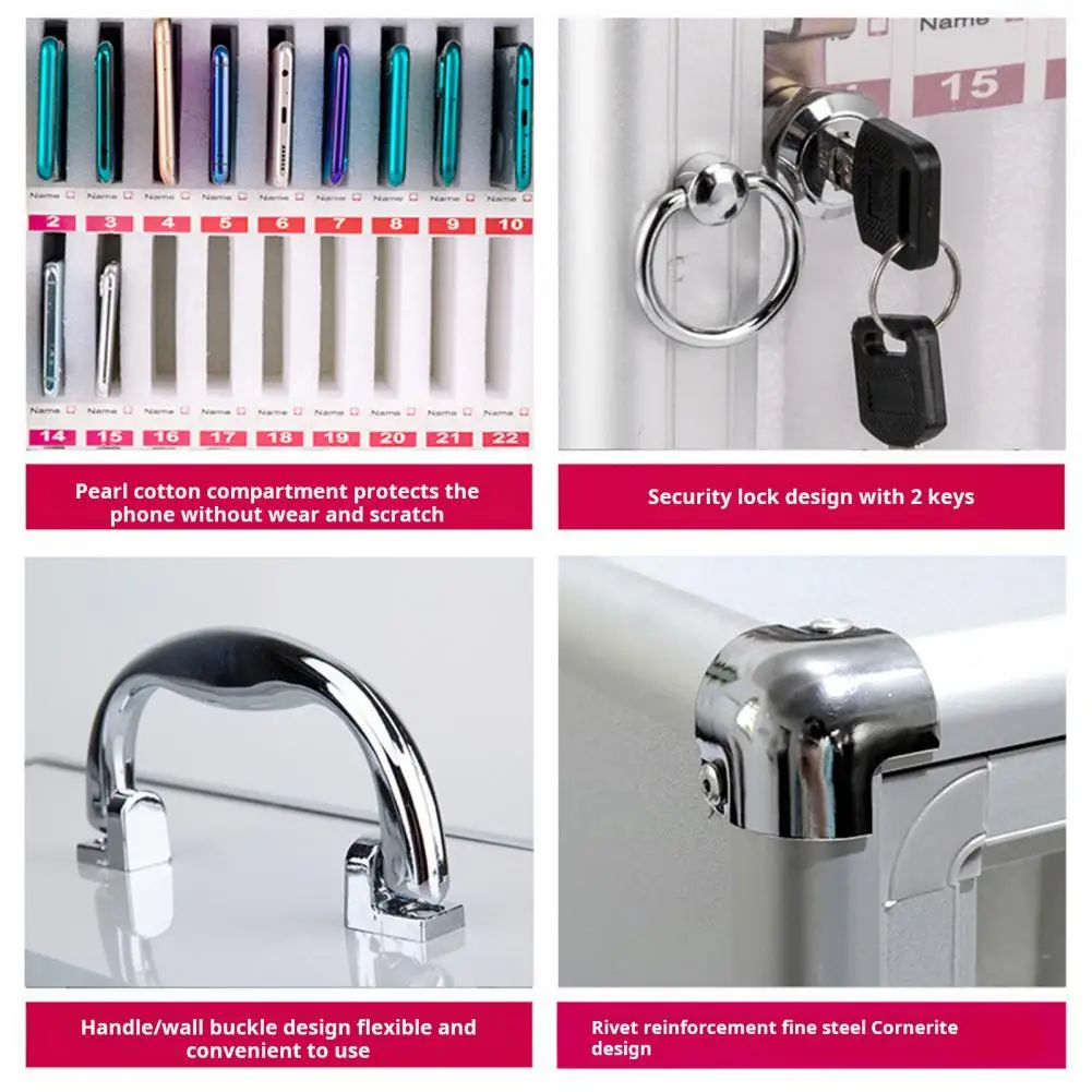 ล็อคเกอร์โทรศัพท์มือถือ ออแกไนเซอร์จัดเก็บโทรศัพท์มือถือพร้อมช่องหลายช่อง ดีไซน์ซับในผ้าฝ้าย กล่องล็อคโทรศัพท์ ช่วยให้อุปกรณ์ปลอดภัย