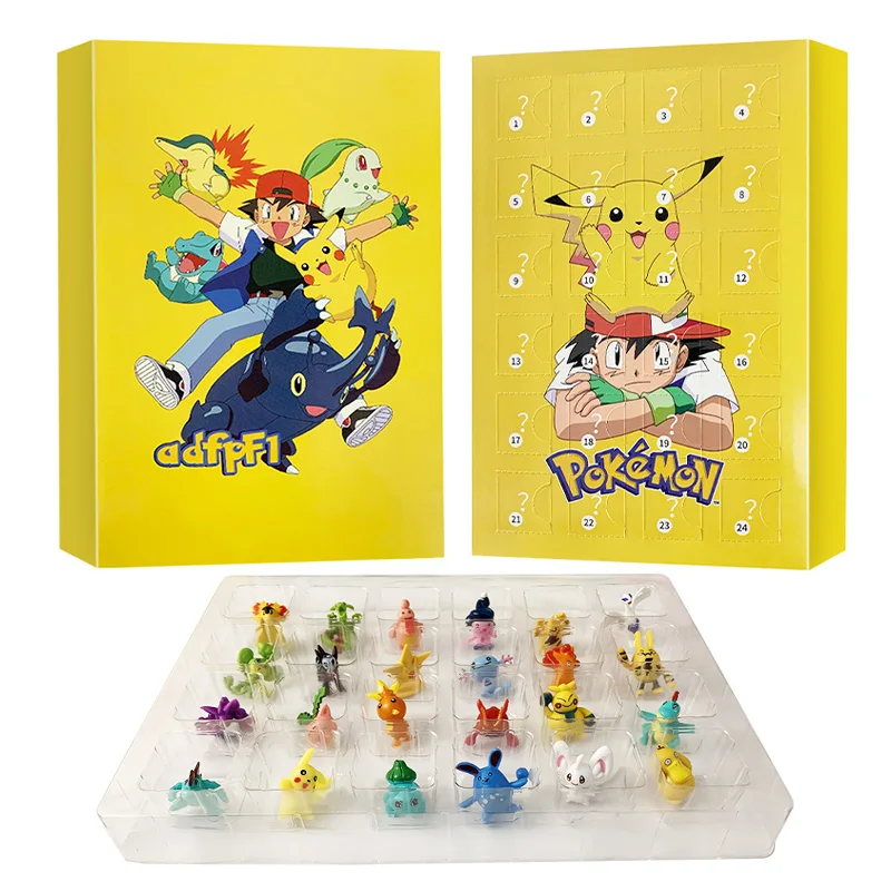 Pokemon Advent Calendar Box 2024 Merry Christmas green yellow blue mini small Pikachu action Figure kids Child Toy Xmas Gift 24 view 2