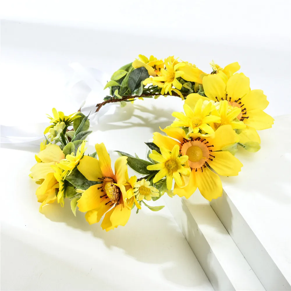 New Style Bohemian Style Woman Hair Flower Crown Wedding Party Hair Wreath Garland Girls Flower Headband Hair Accessories