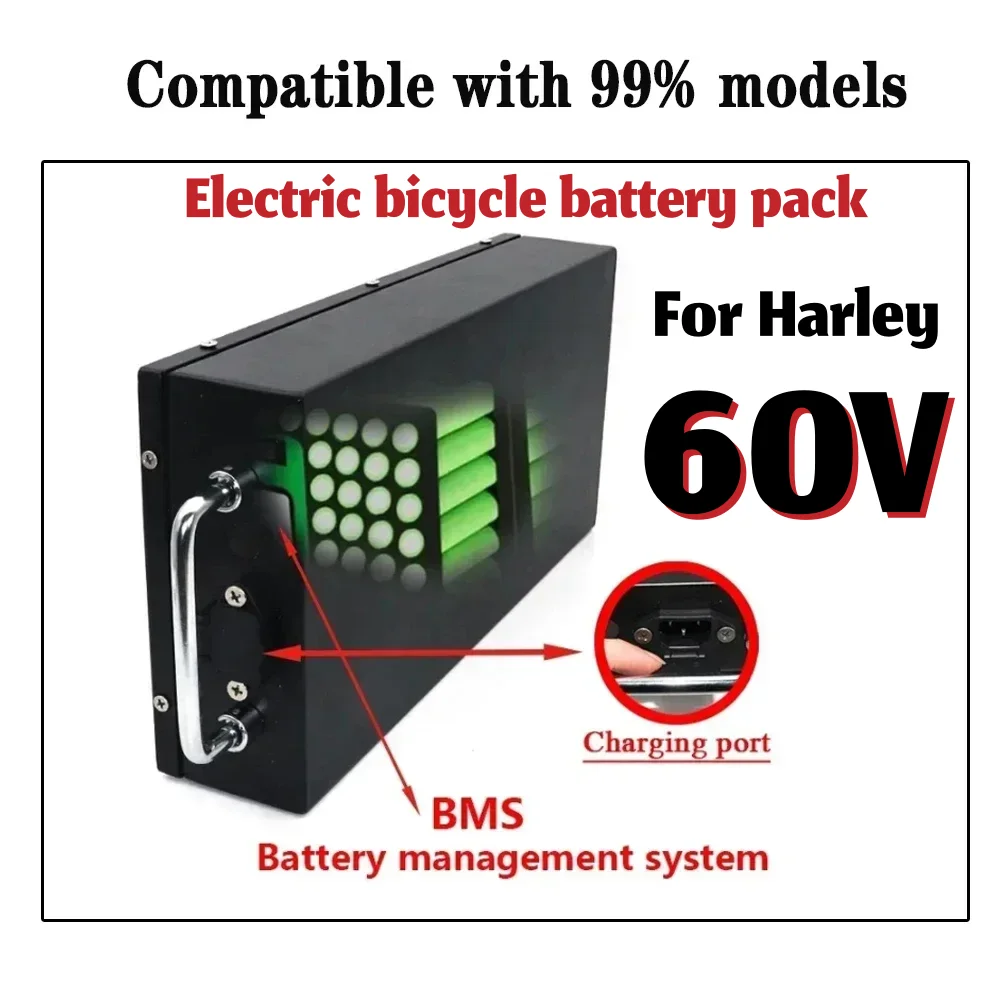 

High Capacity 60V 20Ah Lithium Ion Battery Waterproof Replacement for Harley Citycoco Electric Motorcycle Scooter Long CycleLife