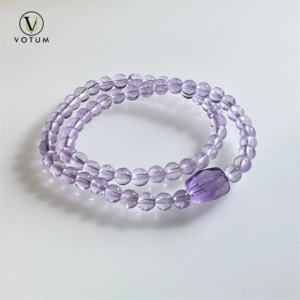 

Votum Natural Lavender Amethyst Purple Crystal Bracelet for Women Quartz Stone Friendship Gift for Girl Beads Bracelets Jewelry