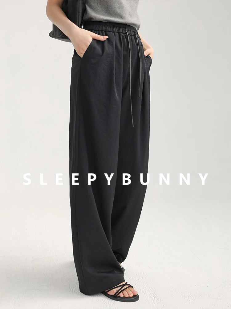 

Summer Wide Leg Pants Women Lightweight Loose Fit High Waist Elastic Waistband Petite Friendly Flowy Slimming Casual Trousers