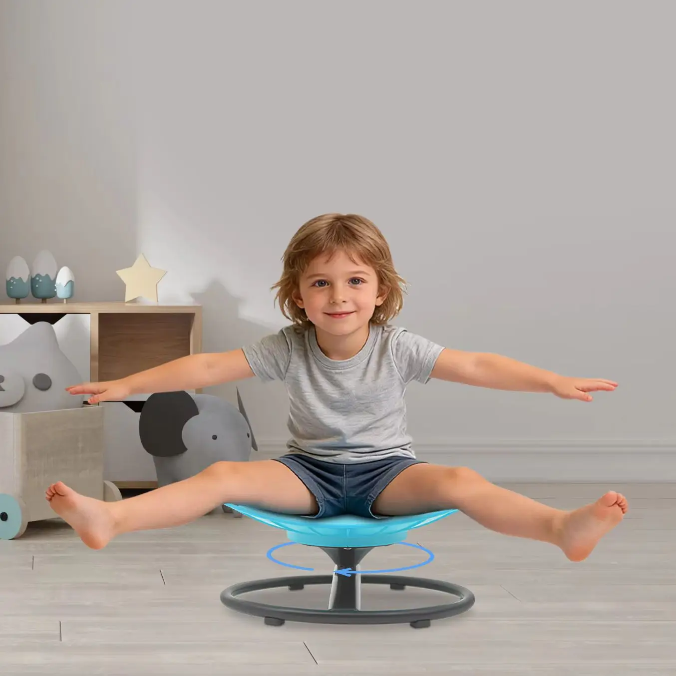 Sedia Girevole Multicolore per Bambini, Capacità di Carico 150KG, Sedia Rotante Sensoriale per Bambini 3-12 Anni 45*40*25cm