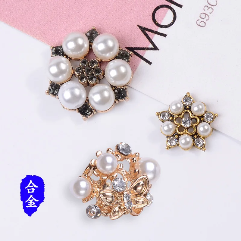 100 pieces set of new materials, various pearl flower heart crystal buckle materials DIY handmade hair accessories headgear