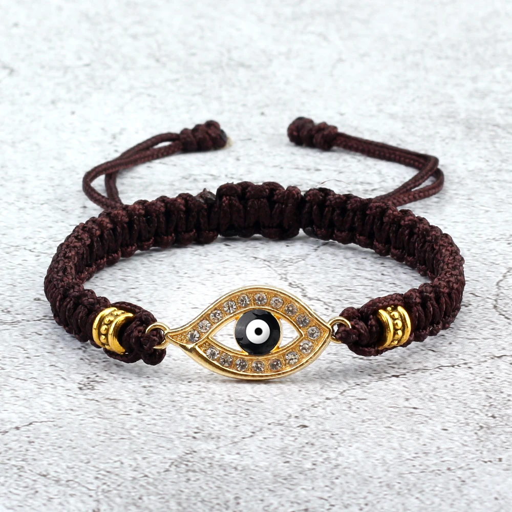 New Turkish Black Evil Eye Braided Bracelet Red Nylon Thread Alloy Pendant Bangles Chain Adjustable Couple Chain Jewelry Gift