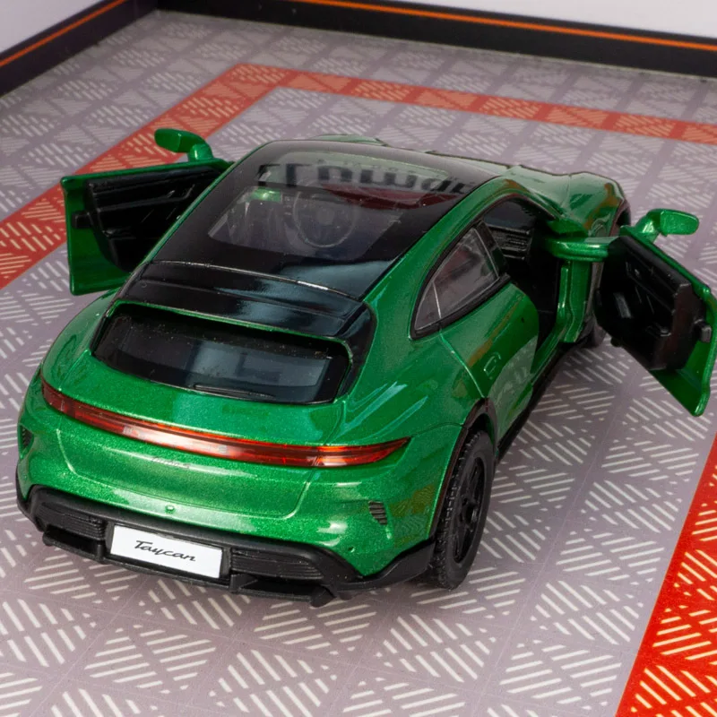 Modèle de voiture en alliage Taycon Turbo S Turismo 1:36, avec son et lumière, véhicule jouet pour enfants, ornements, cadeau