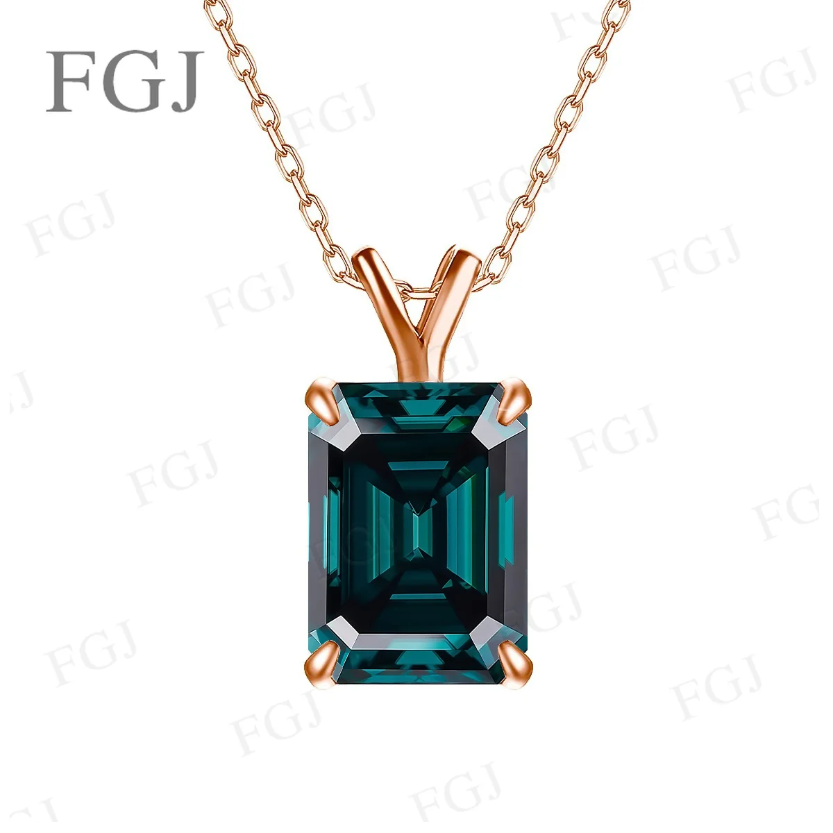 4CT Smaragdschliff Moissanit-Anhänger-Halskette für Damen, 925er Sterlingsilber mit 18K Goldplattierung, edler Schmuck, Hochzeitsgeschenk – Detail 14
