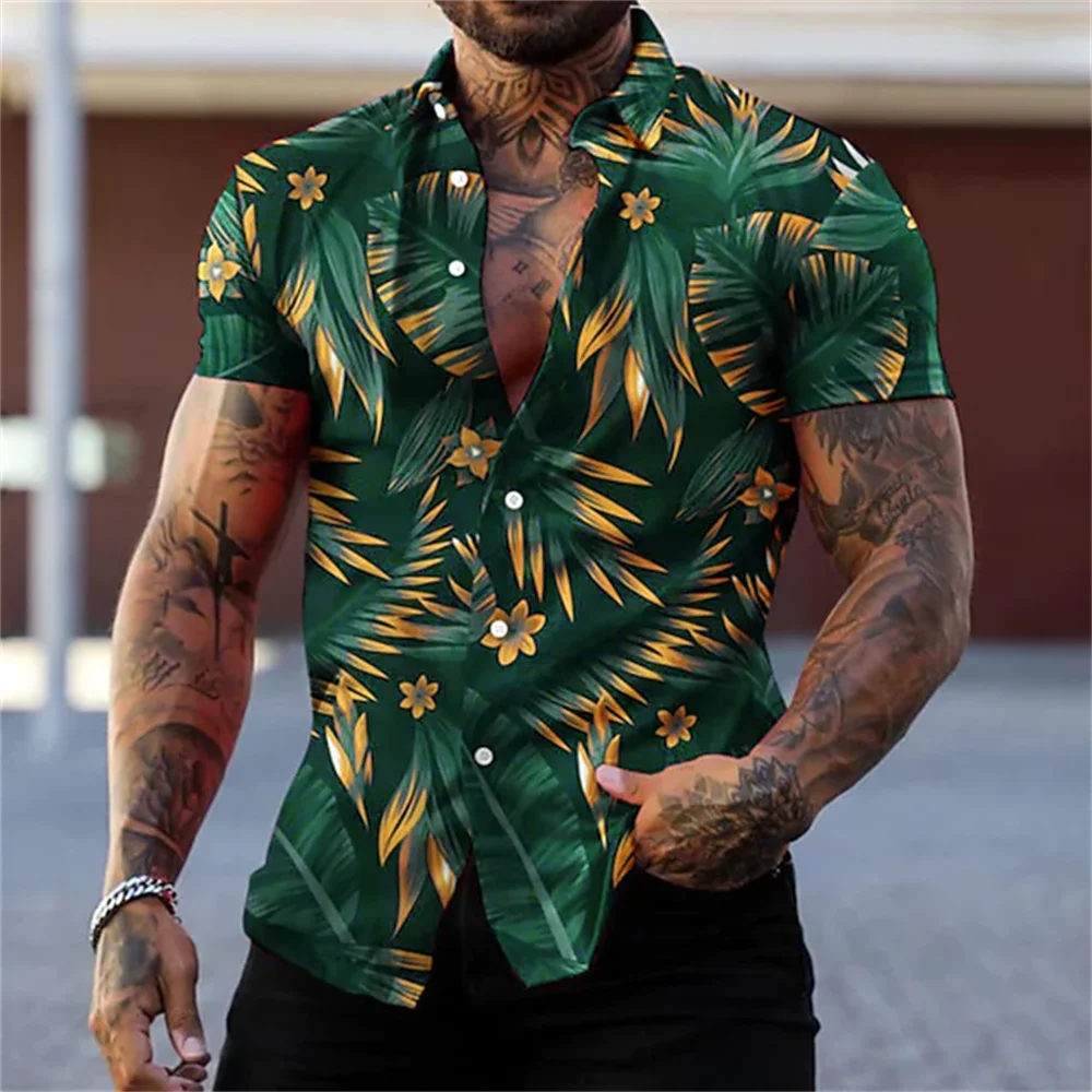 Summer Floral Shirt Tropic Plants 3d Print Shirts Men\'s Women\'s Hawaii Shirts Men\'s Vocation Blouses Lapel Shirts Cuba Camisas