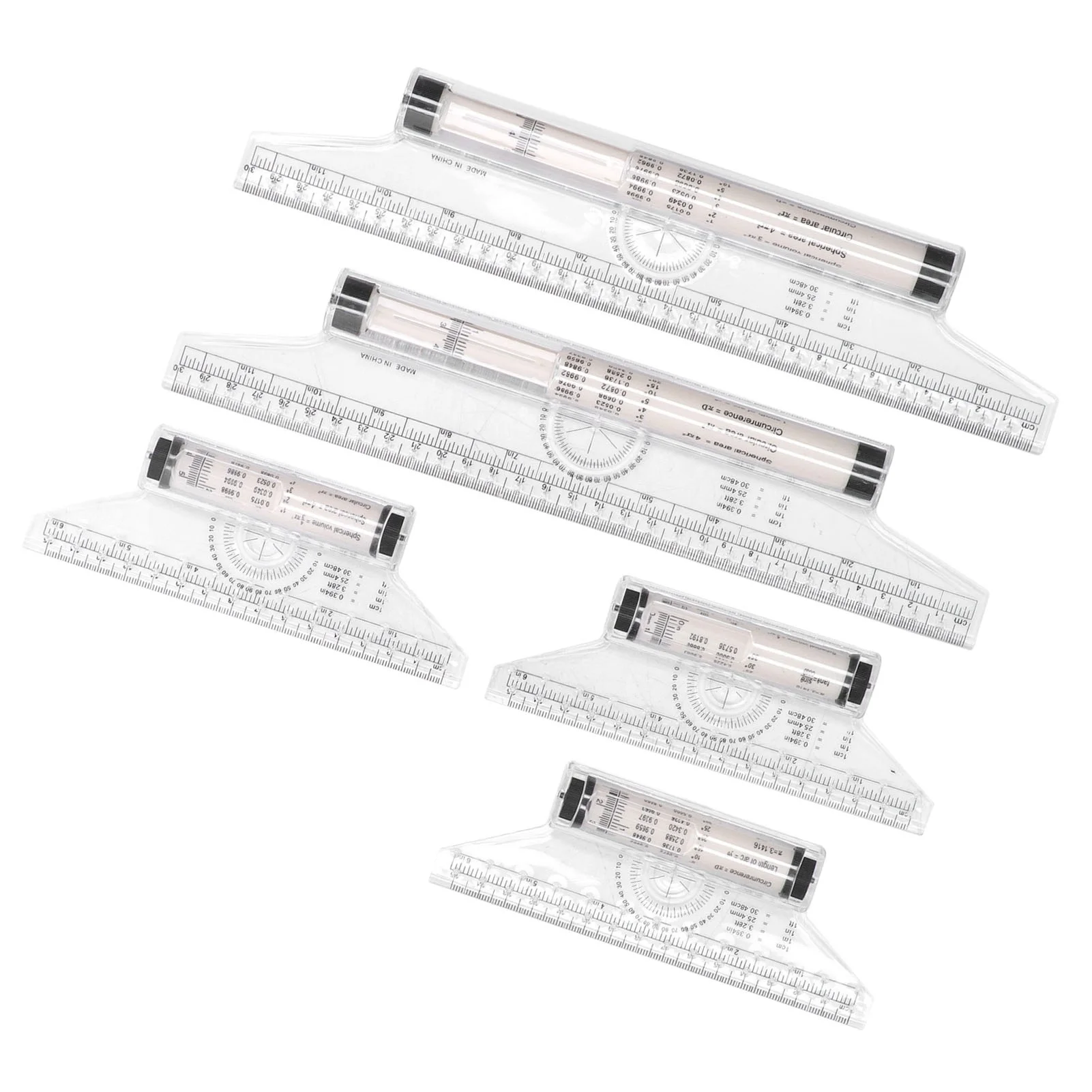 5pcs Measuring Rolling 15cm 30cm Clear Scale Transparent Light Weight Parallel Rolling Ruler with Formulas for Work