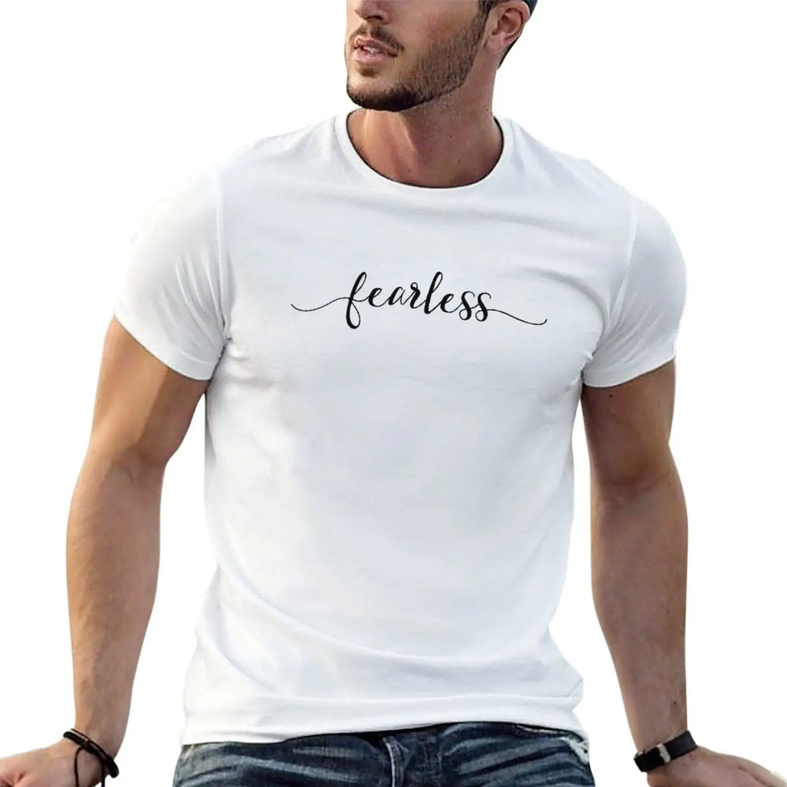 Fearless - T-shirt avec typographie inspirante pour filles, t-shirt en coton pour homme, pack de t-shirts