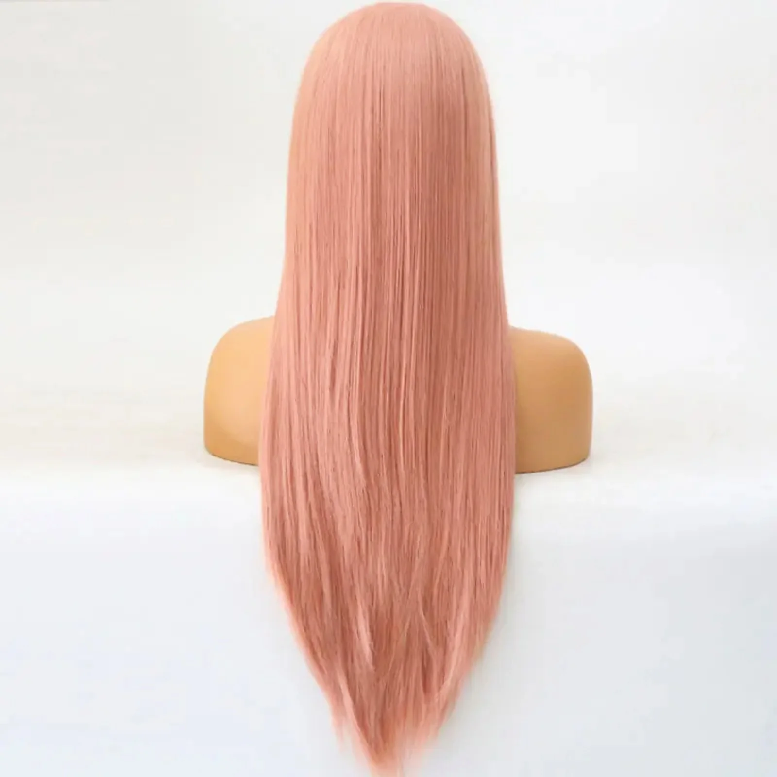 Pastel Pink Long Straight Synthetic Lace Front Wig Glueless Frontal Light Pink Colored Hair Lace Wigs for Women Party Cosplay