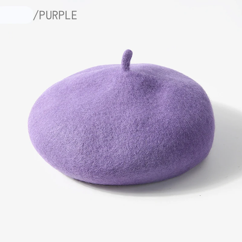 Ayuduots Bonnet Béret Couleur Bonbon Pour Bébé Fille - Bonnet Tricoté Automne Hiver 1-4 Ans