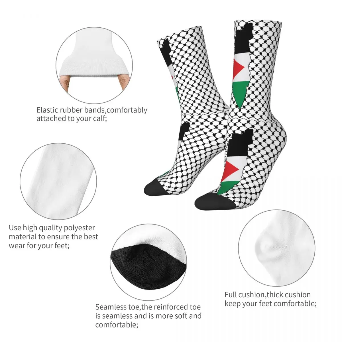 Autumn Winter Fashion Women Men Palestinian Hatta Kufiya Folk Keffiyeh Socks Non-slip Football Socks