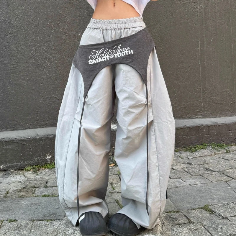 

Print Sweatpants Women Clothing Fashion Hip Hop Splicing Streetwear Women Pants Loose Casual Joggers Women Trousers