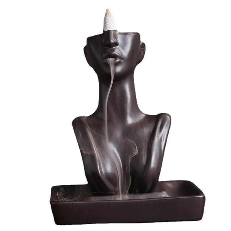 Ceramic European and American beautiful women statues reflux incense burner creative beauty sandalwood smoke reflux incense