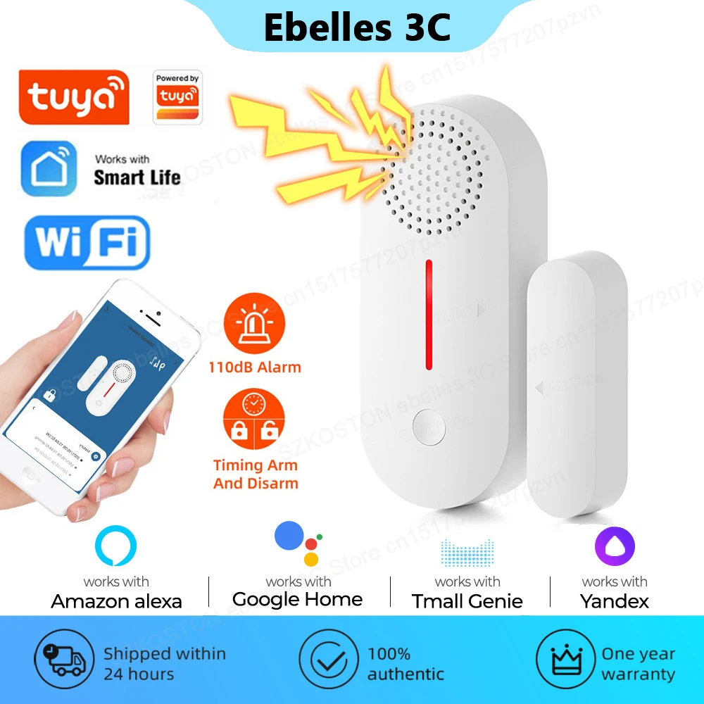 Tuya Smart Home Alarm WiFi Door Sensor Open Closed Detector Home Burglar Alarm Security Protection Smart Life for Alexa Google