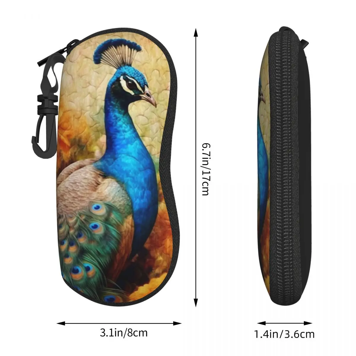 Peacock With Blue Feathers Glasses Case yellow flowers Print Sunglasses Case Women Eyeglass Cases Cover Fashion Eyewear Storage