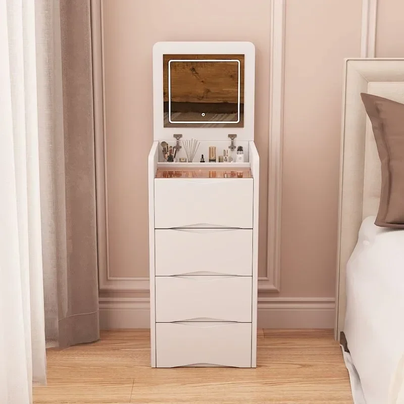 Modern minimalist retractable dressing table, chest of drawers, integrated cream style dresser, small bedroom storage cabinet, d