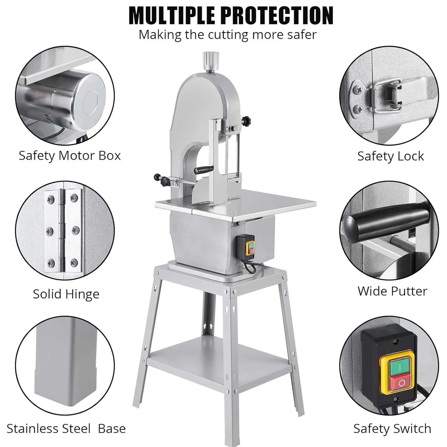 Electric Bone Saw Machine, 1500W Stainless Vertical Cutter, 19.3