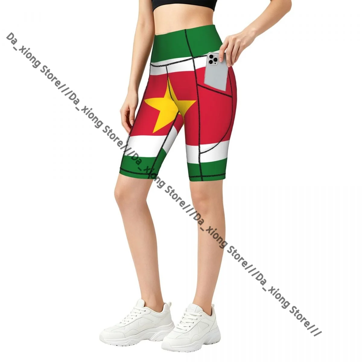 

Ladies Yoga Shorts Flag Of Suriname Breathable Gym Running Workout Pants