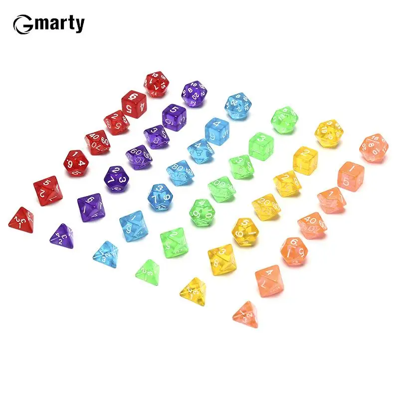 

Набор игральных костей 7 шт./партия D4,D6,D8,D10,D12,D20 разных цветов игры DND игральные кости развлекательные аксессуары 6 цветов