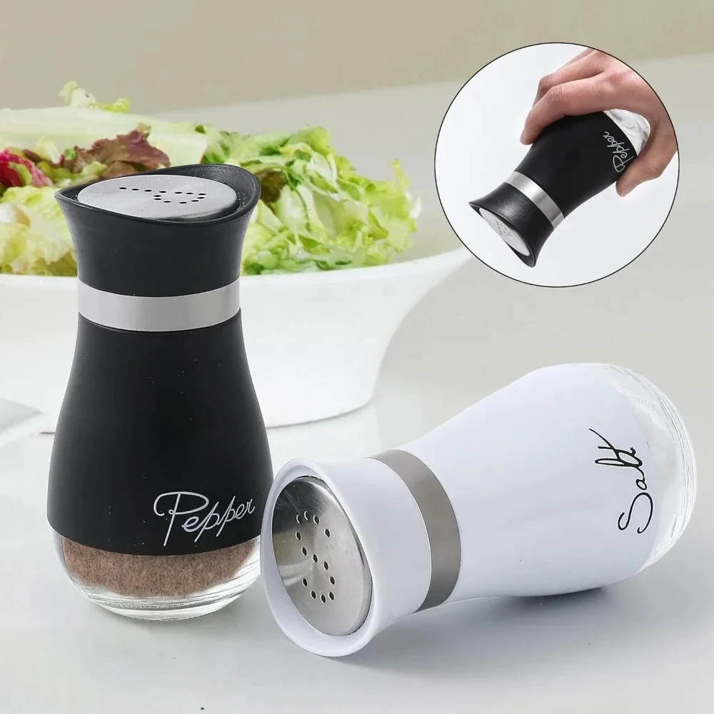 2 Pack Salt and Pepper Shakers Kitchen Accessories Spice Jars Portable Salt and Pepper Seasoning Shaker Spice Dispenser