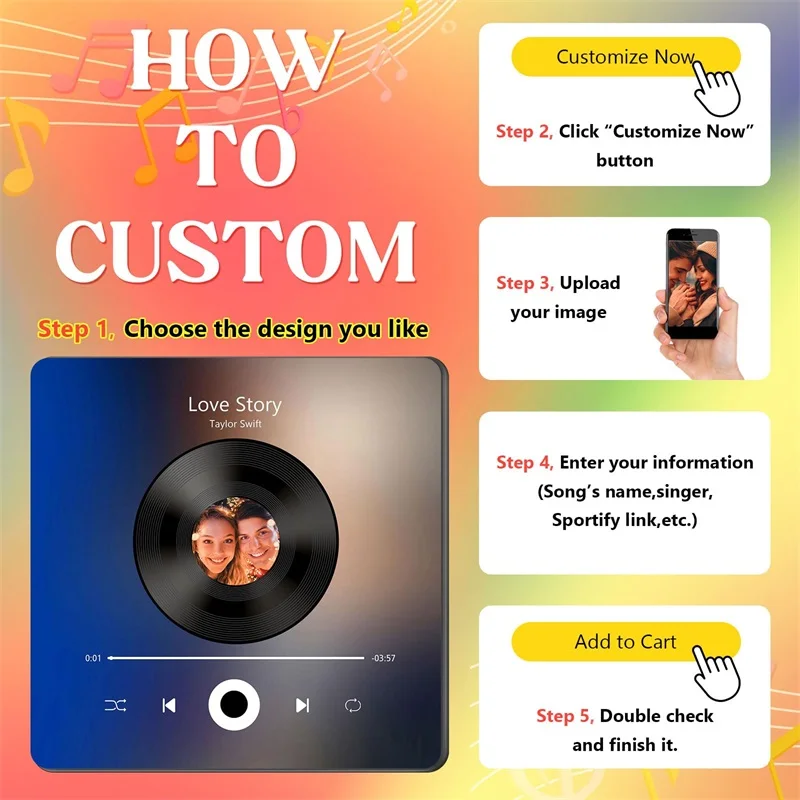 Custom Music Fridge Magnet Album Fridge Sticker Spotify Plaque Magnet Jewelry Ornaments