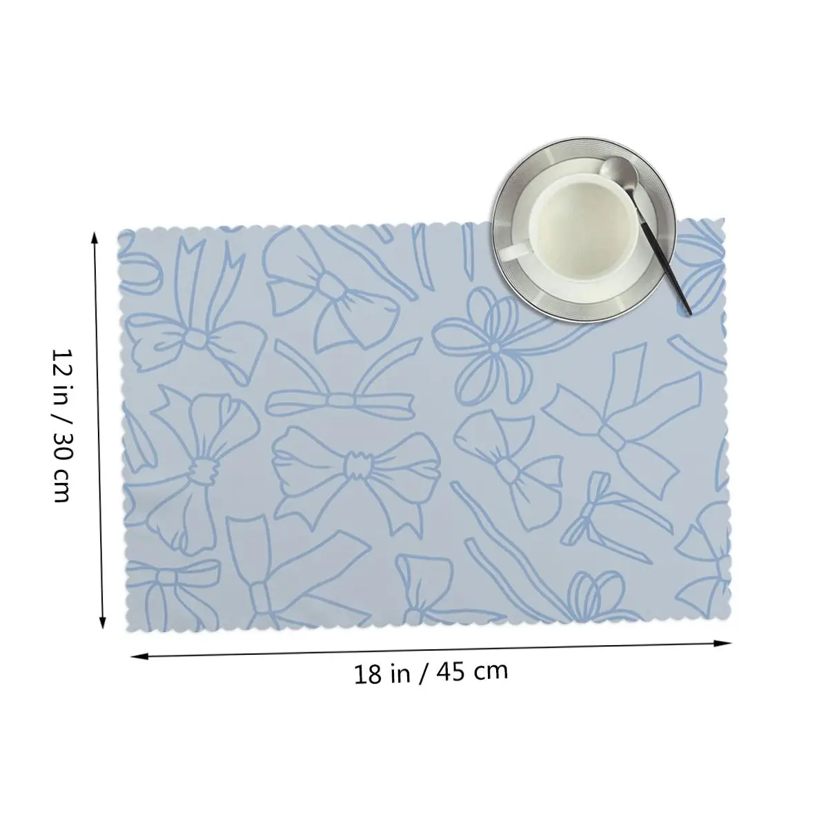 Bule Bow Cartoon Pattern Placemat Non-Slip Plate Mat for Dining Table Bowl Coaster Super Absorbent Mats