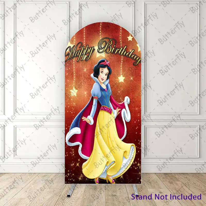 Fairy Forest Seven Dwarfs Bird Snow White Disney Princess Arch Backdrop Cover Girls Happy Birthday Party Background Decoration