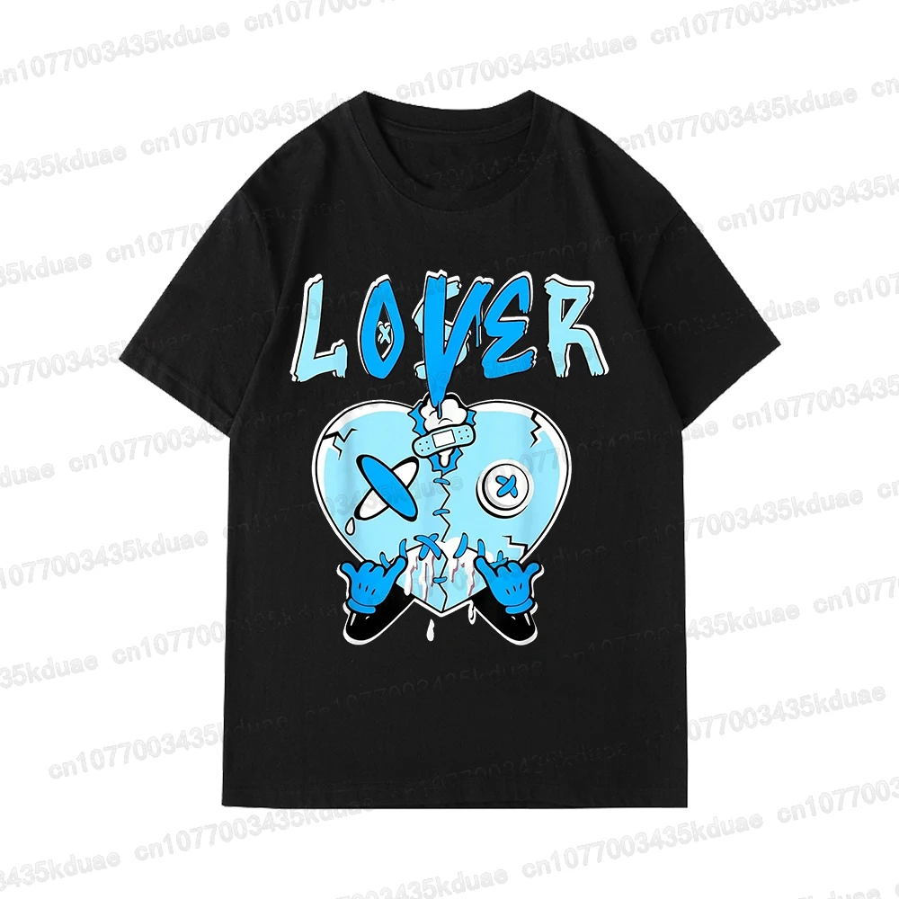

Loser Lover Light Blue Drip Heart Matching Printed T-Shirt Summer Comfortable Wear Casual Cotton Top Hip Hop Unisex Men Clothing