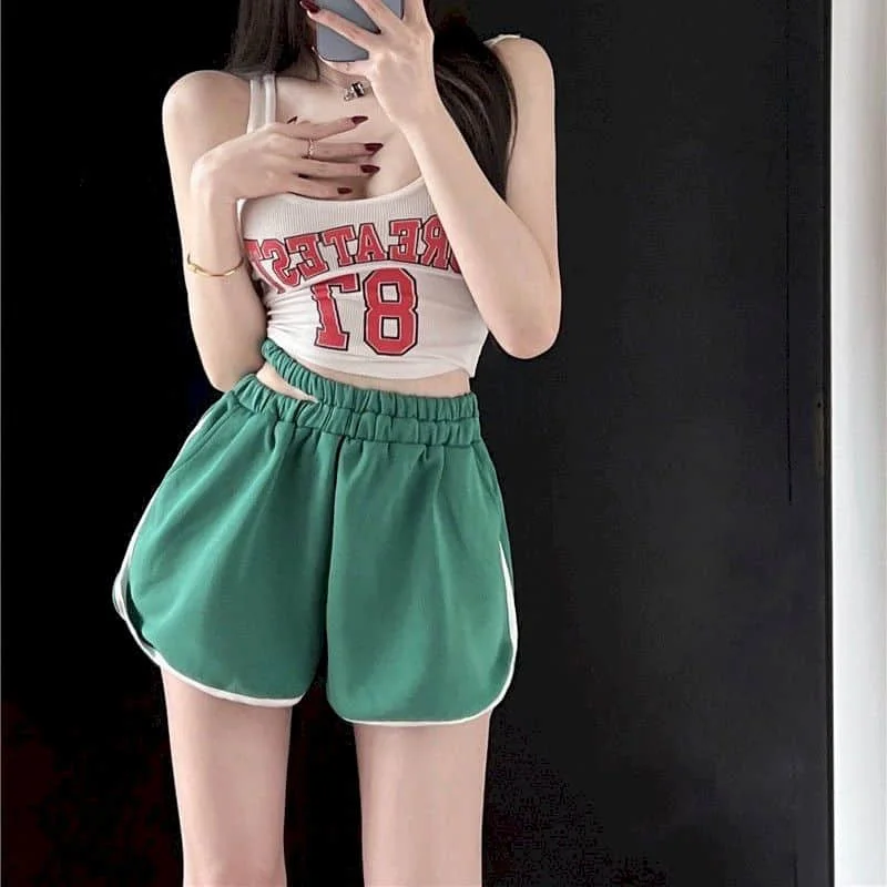 

Sporty A-line Shorts for Women Summer Korean Style Casual Hot Pants Elastic Waisted Sweat Pants Clothes for Women