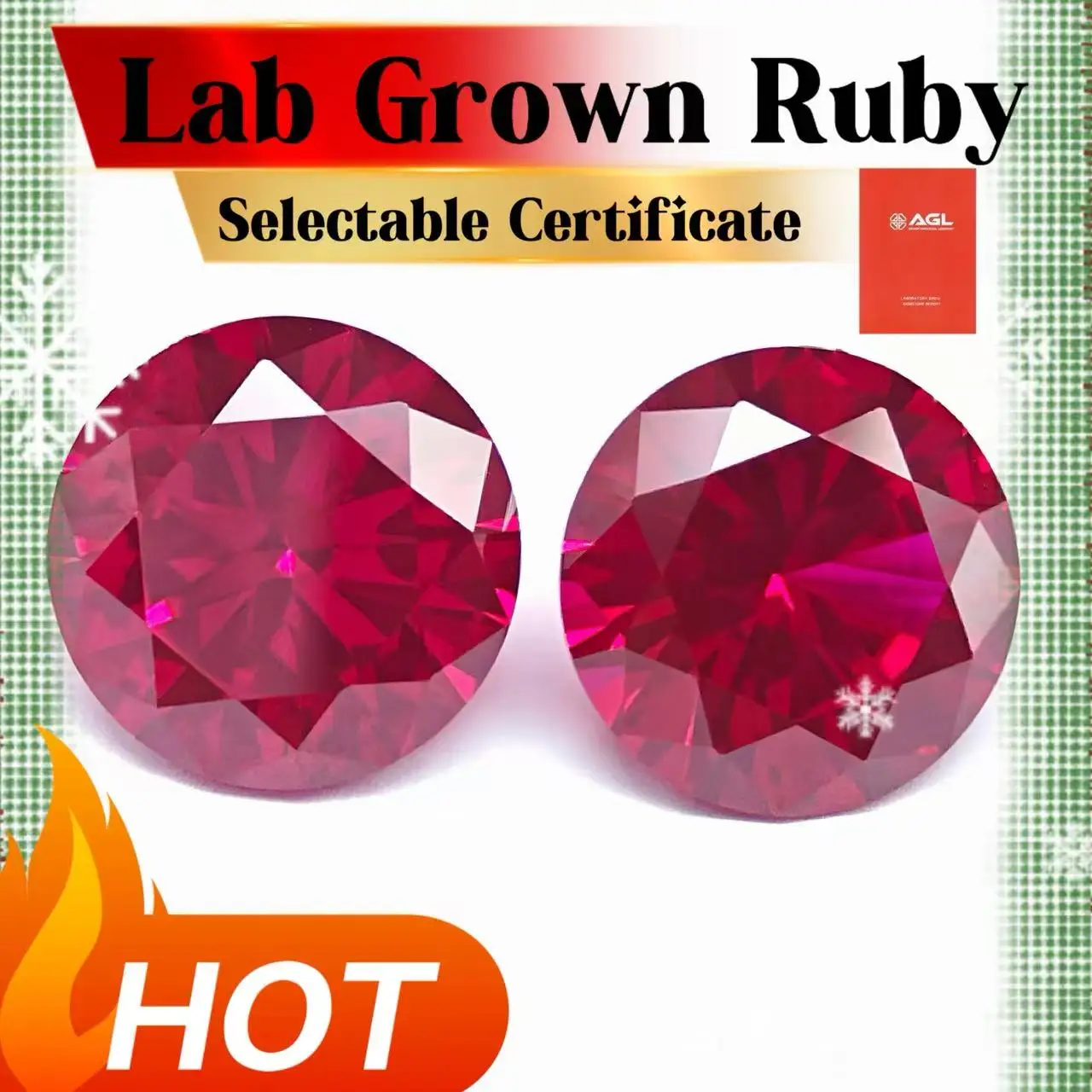 

Lab Grown Ruby Pigeon Blood Red Color Round Shaped Beads Charm Gemstone DIY Jewelry Materials Selectable AGL Certificate