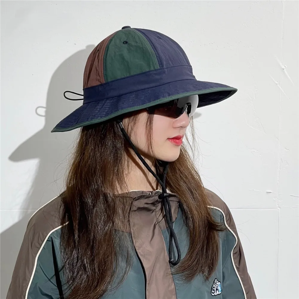 

Retro Color blocking Bucket Hat UPF 50 Plus Quick drying Lightweight Design Summer Outdoor Hiking Camping Trekking Sun