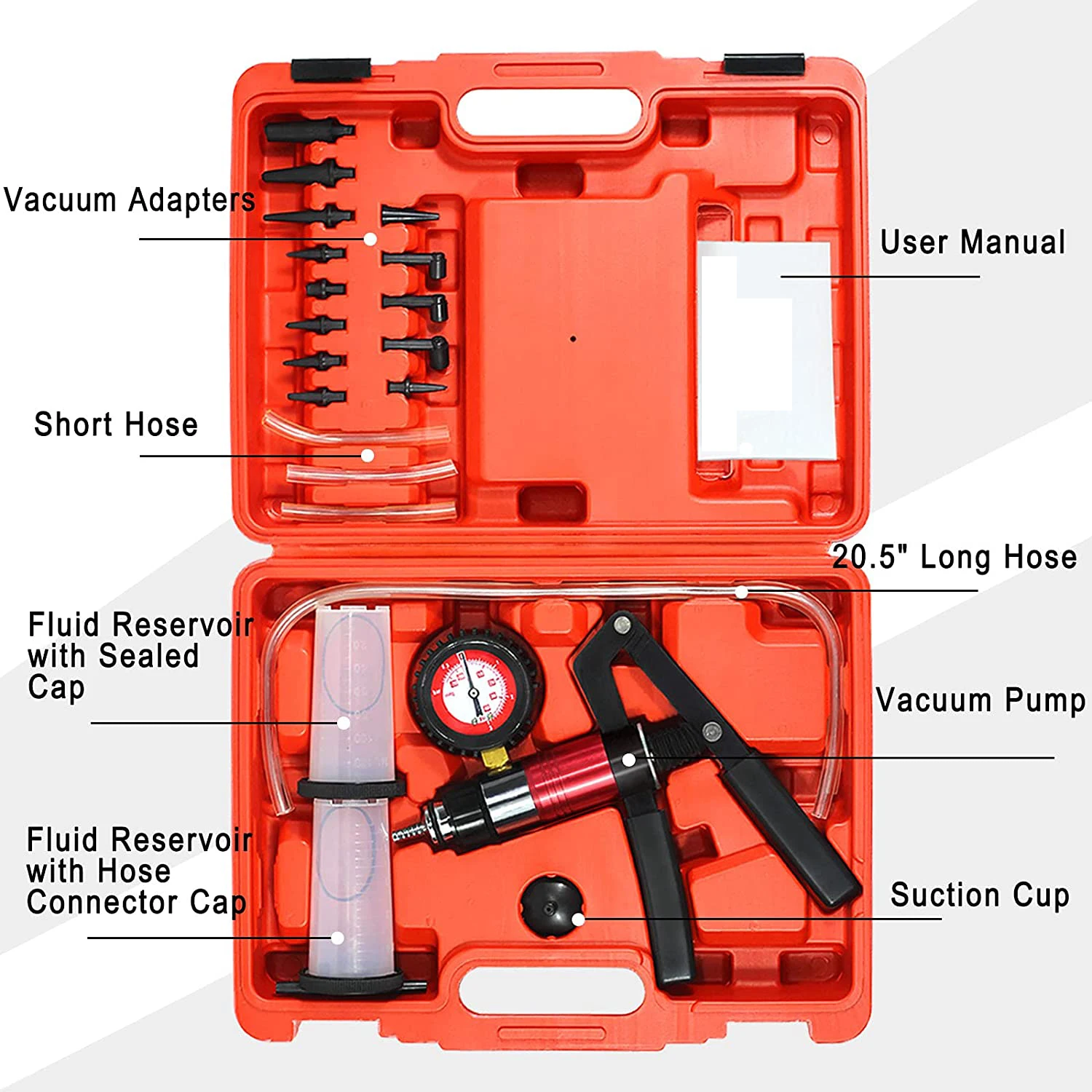 Hand Held Vacuum Pump Brake Bleeder Set Clutch Fluid Bleed tester Tool Kit Oil Change Power Steering Fluid Bleeding Tool Kit