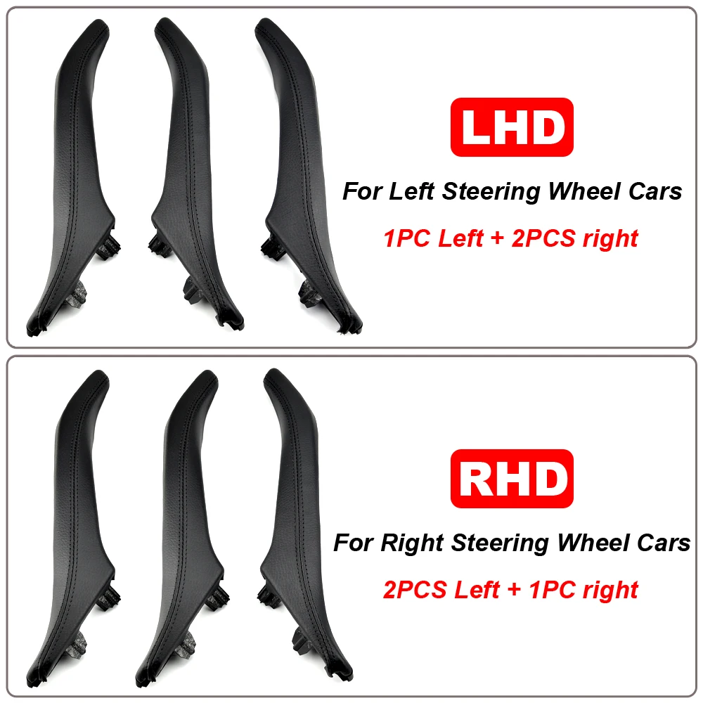 Black/Beige/Oyster Car Real Leather Interior Door Handle Panel Pull Trim LHD For BMW 5 serie F10 F11 F18 525d 530d 528i 535i view 4