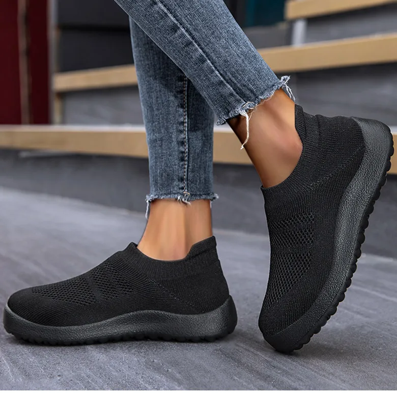 Damen-Sneaker zum Hineinschlüpfen, Damenschuhe, 2023, atmungsaktive Mesh-Turnschuhe für Damen, Sportschuhe, weiße Freizeitschuhe, Zapatillas Mujer – Detail 4