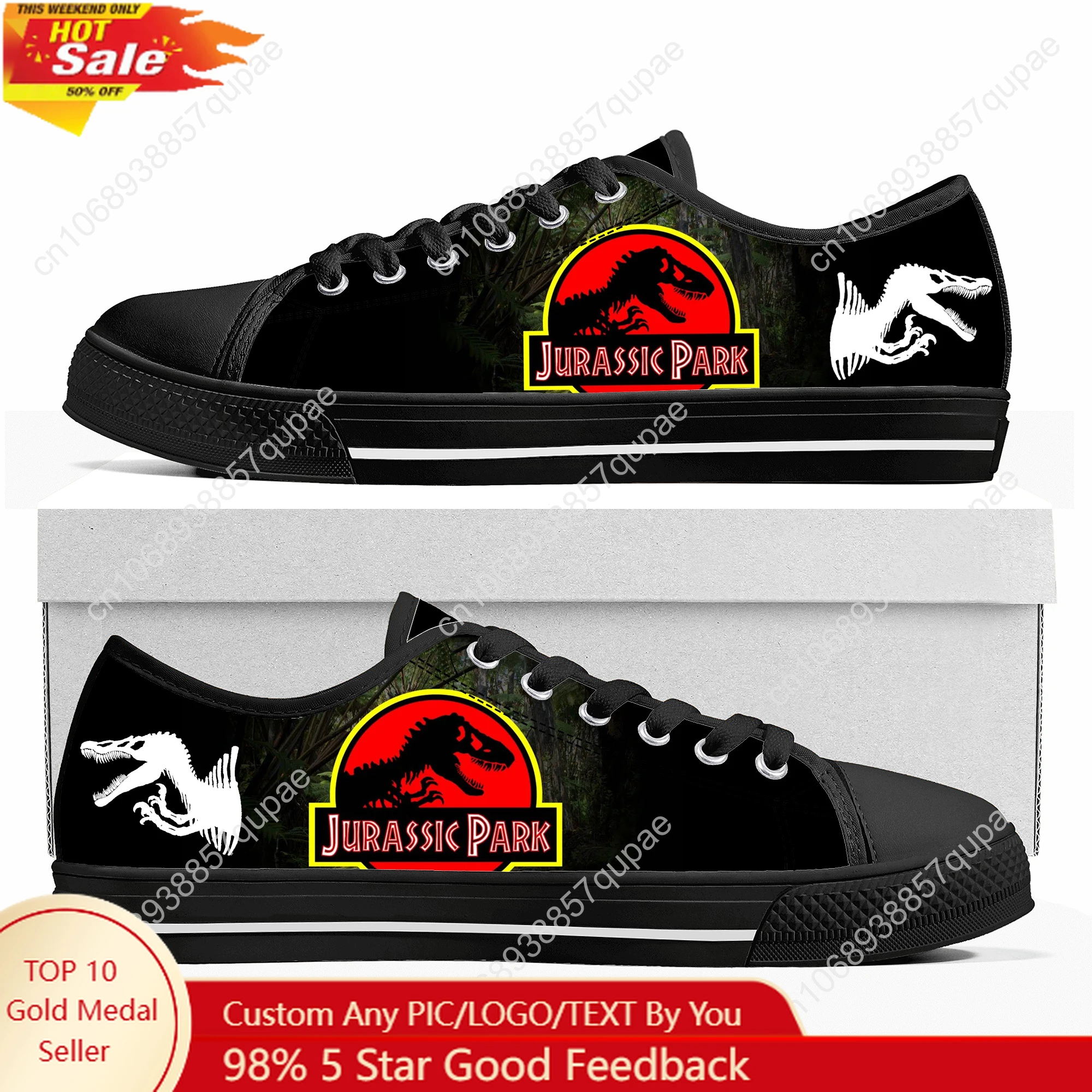 

Hot Jurassic Park Dinosaur Anime Low Top High Quality Sneakers Mens Women Teenager Canvas Sneaker Casual Hiking Lightweight Shoe