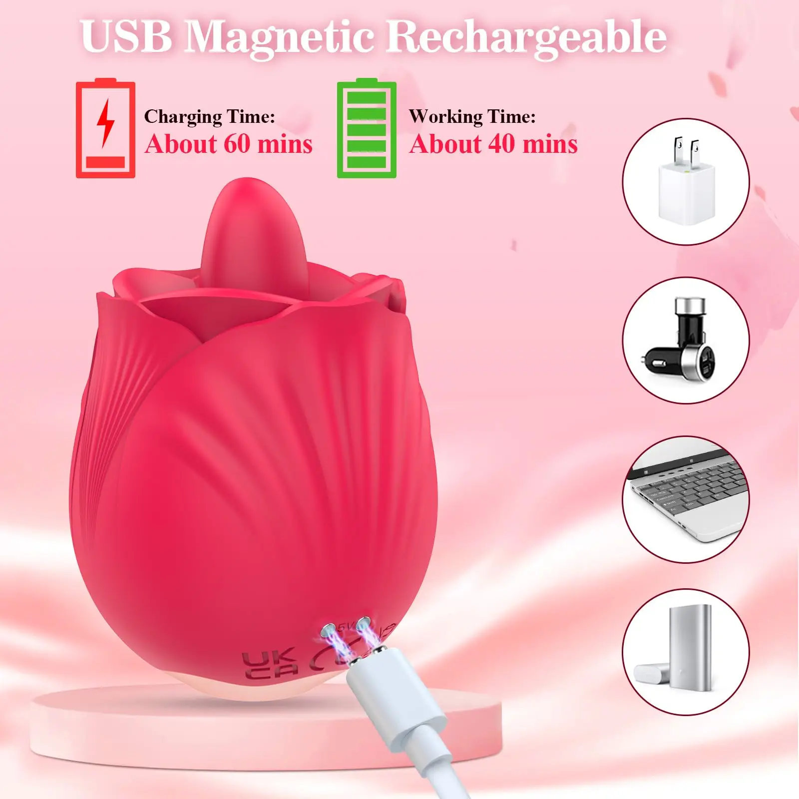 Vibromasseur Rose Léchant pour Femme, Jouets Sexuels pour Adultes, ÉthiLiban ateur Clitoridien avec 9 + 9 Modes Vibrants Lick, Ohio eur Vaginal Plel