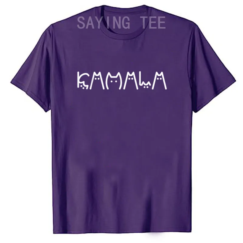 Camiseta de Kamala Harris Cat Lettering Positive Funny para mujer, camisetas de campaña divertidas Cat Lady, regalos novedosos para niños, 2024