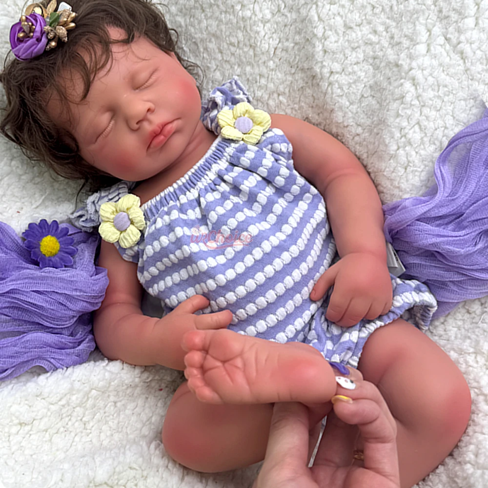 20 polegadas pode abrir a boca de silicone sólido renascido bebê menina/menino Loukou com boneca de pele 3D realista do cabelo para presente de jogo de papel educacional