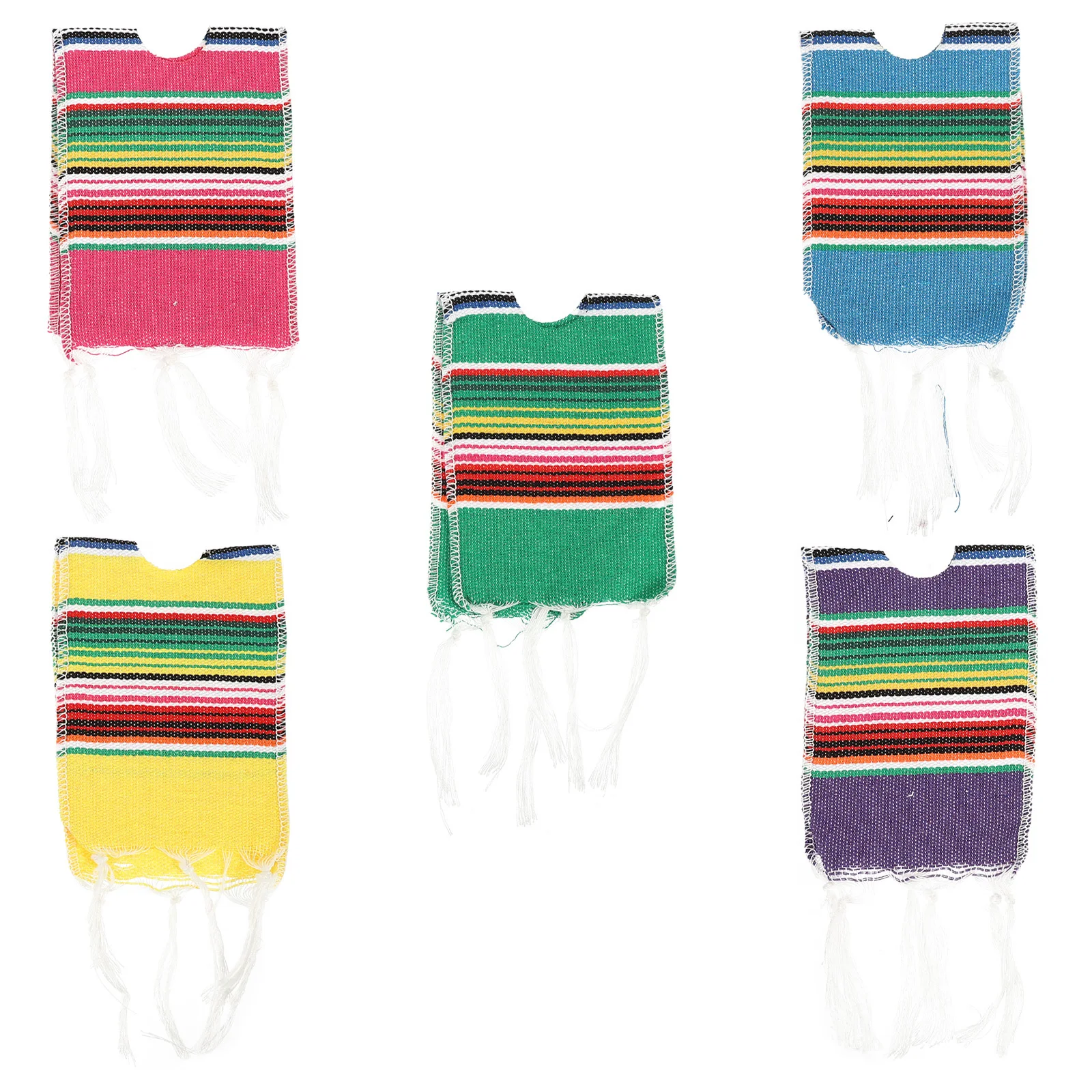 

5pcs Cover Rainbow Striped Beer Beer Bottle Poncho Cover Poncho Mexican Party Decor Wine Bottle Sleeve Bar Tools