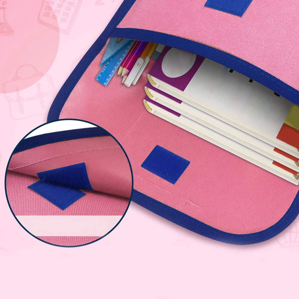 

Nylon Book Pouches Large Capacity Lightweight Tote Bag For Students Shopping Travel Pink Color File Storage Bag Office Handbag