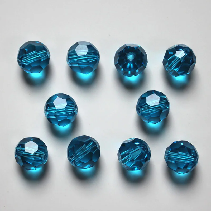 Blue Color Top AAA 8mm 50pcs Round Austria Faceted Crystal Glass Beads Loose Spacer Football Shape Beads for Jewelry Making