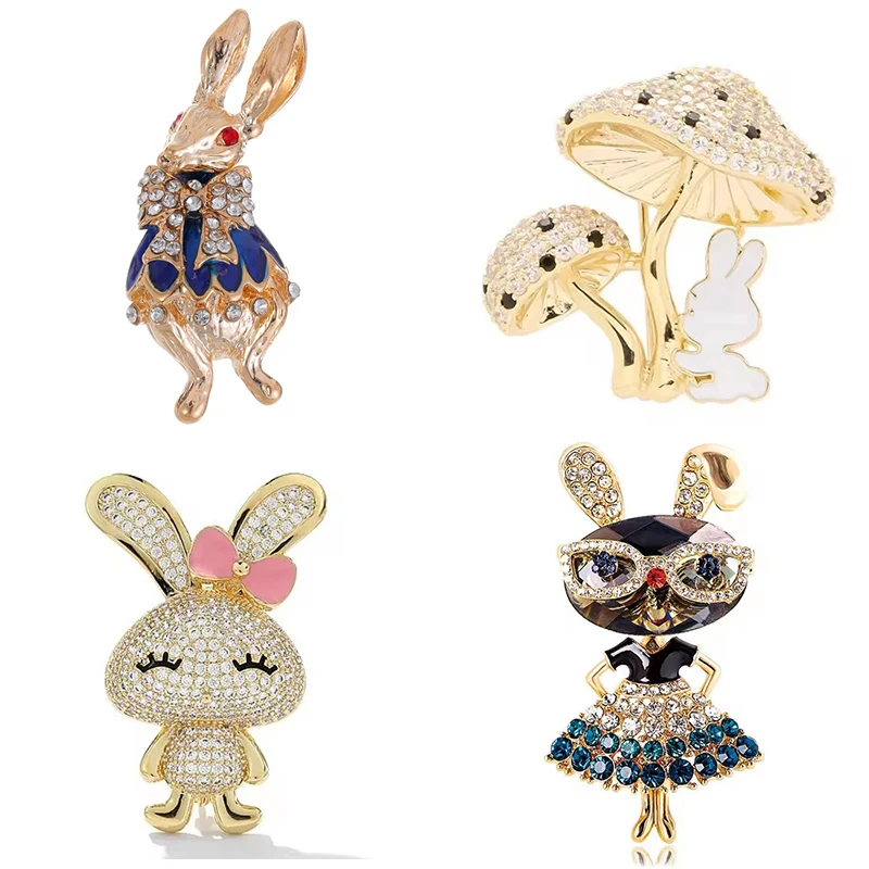Romantic Rabbit Brooch for Men Women Retro Bunny Animal Brooches Pins Jewelry Accessories Party Gifts 2025 Trend