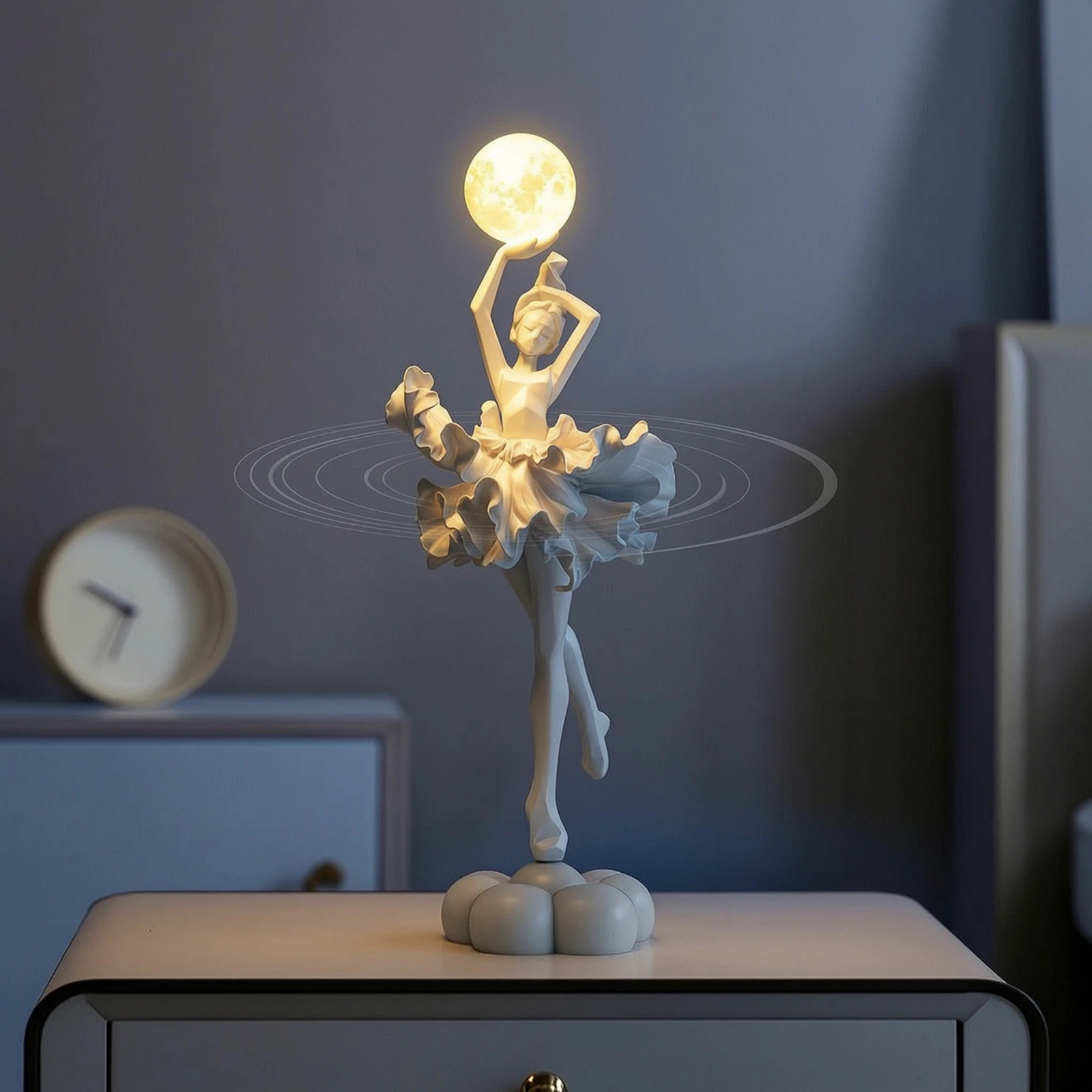 Ballerina Figurine with Glowing Sphere Decorative Ballerina Statue with Light Ballet Girl Figurine Tall Dancer Sculpture With view 6