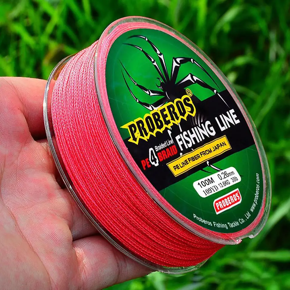 1 Roll 100m 4 Strands Fishing Line 0.4#-10# Multicolor 6-100lb Super Strong No Elasticity Pe Braided Wire Multifilament Line