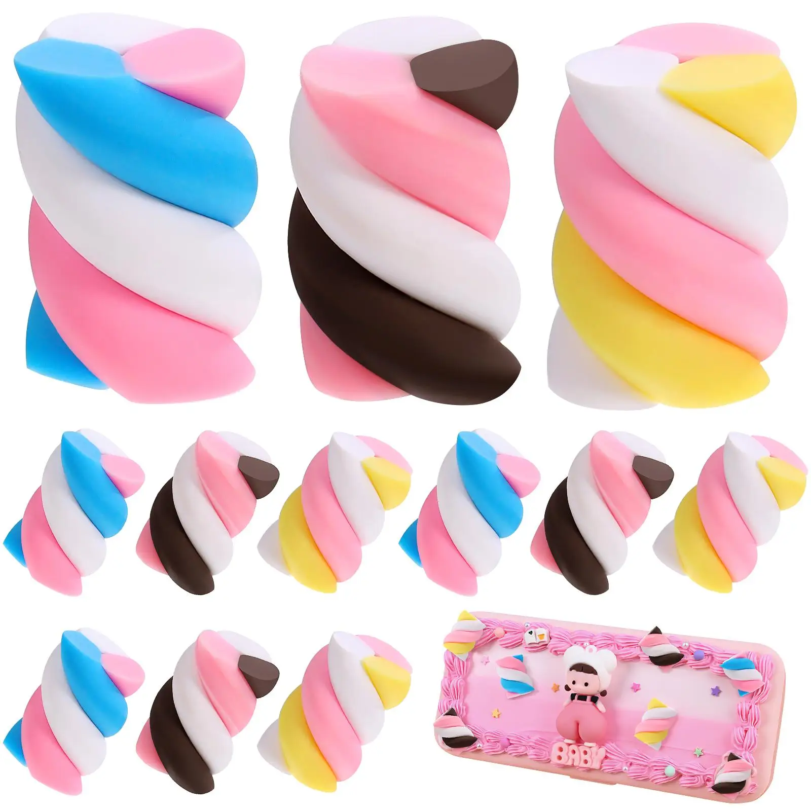 

30 Pcs Nail Stationery Box Accessories Cotton Candy Charms Sweets DIY Phone Shell Material