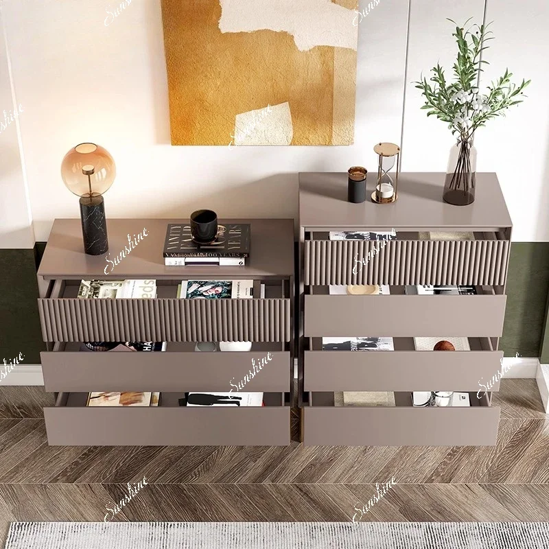 

Italian light luxury solid wood modern simple bedroom storage drawer cabinet FT