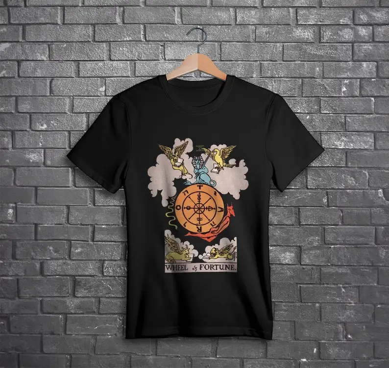 Tarot Tee, Wheel of Fortune Tarot Card Shirt, Tarot Card T-Shirt, Gothic Shirt, Occult Style, Alt Style, Witchy T-Shirt